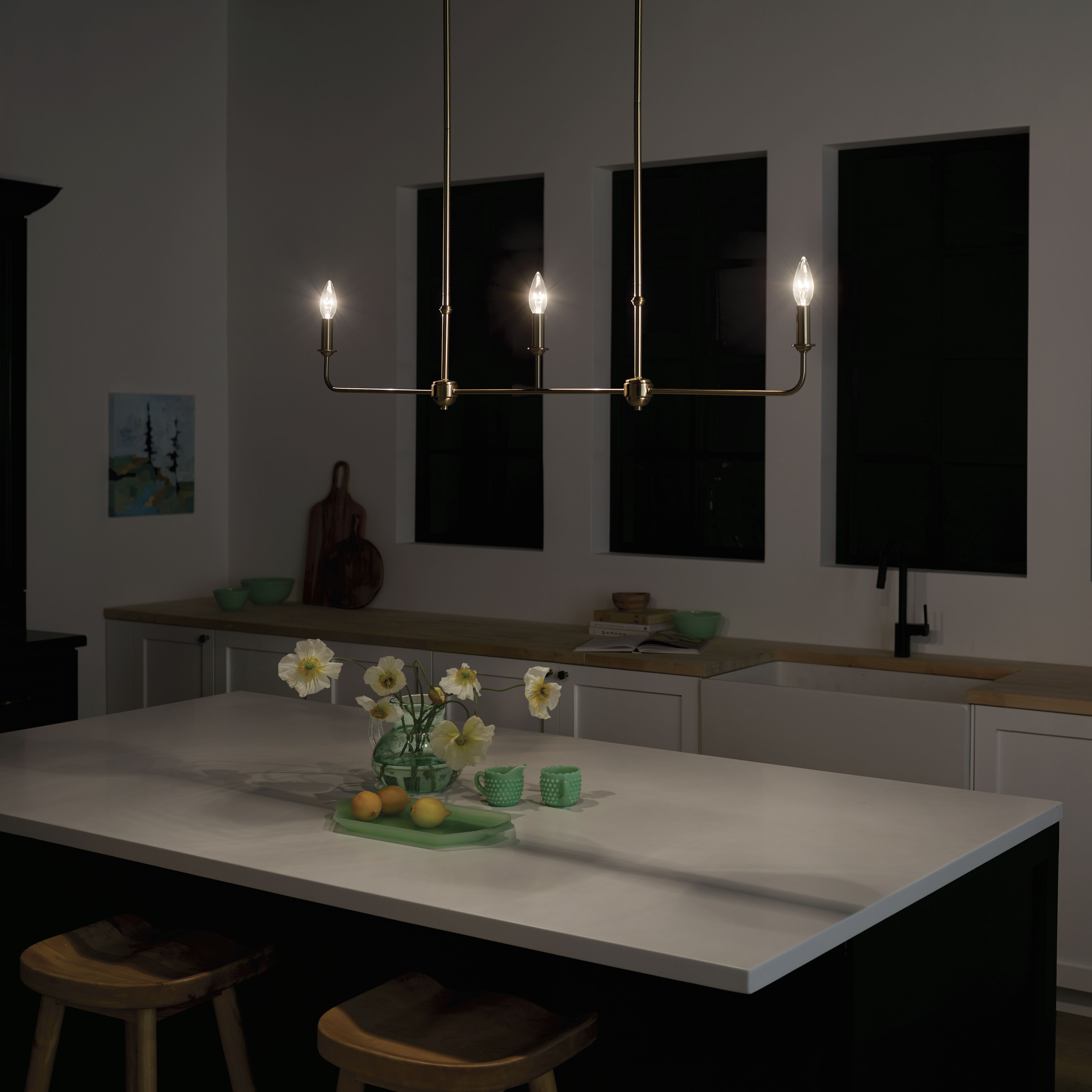 Pallas 3 Light 4.5 inch Brushed Natural Brass Chandelier Linear Ceiling Light